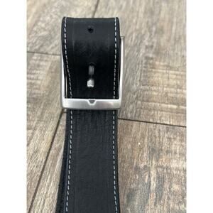 Bronzino Men's Black Genuine Leather Adjustable Buckle Belt